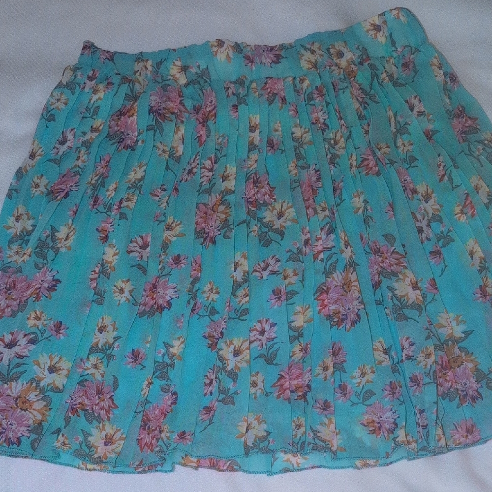 Floral A-Line Skirt in Turquoise